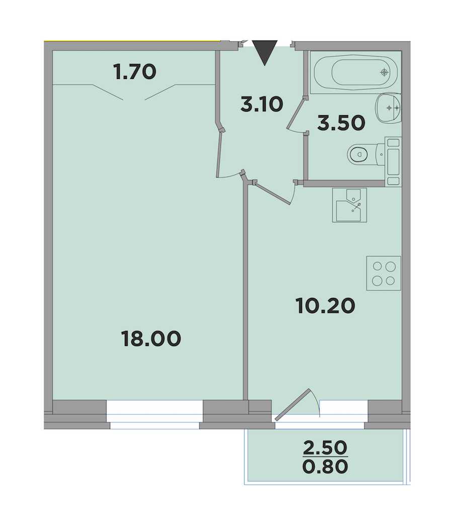 Однокомнатная квартира в : площадь 36.5 м2 , этаж: 1 – купить в Санкт-Петербурге